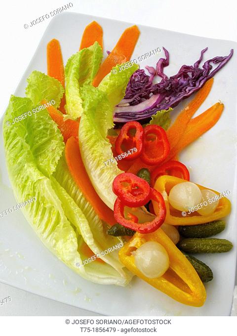 Salad with pickles and onions in vinegar