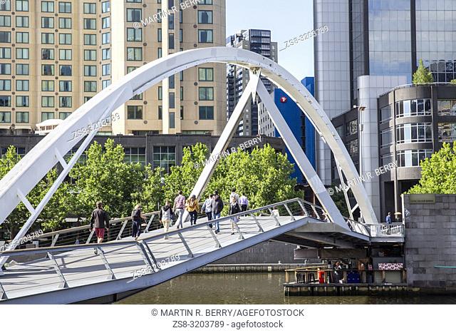 Evan Walker bridge over the Yarra River in Melbourne city centre, Victoria