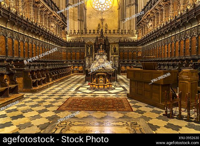 Choir of the Seville Cathedral Saint Mary of the See, Seville, Andalusia, Spain,