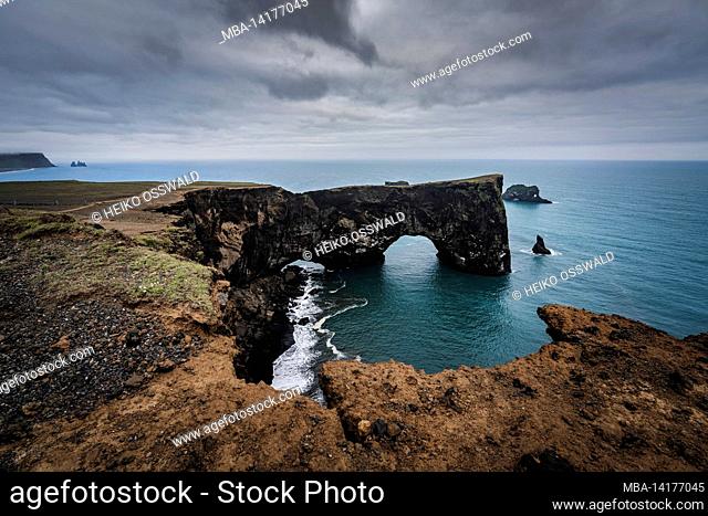 Rock gate, coast, Dyrholaey, Vik, Iceland
