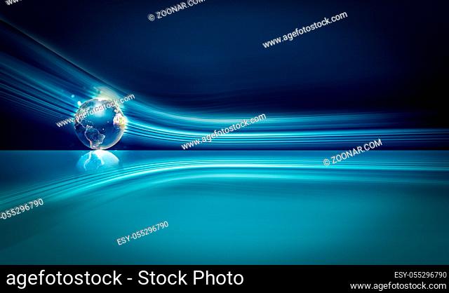 abstract business background with blue world. 3D image
