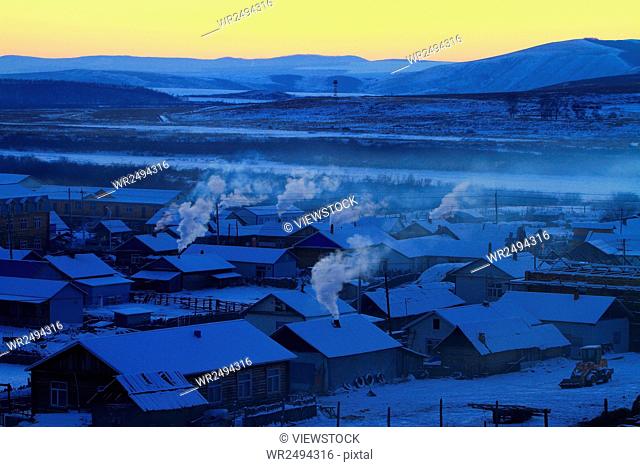 Inner Mongolia Eergu'Na border village of snow