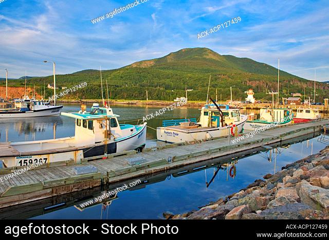 Fishing boats in coastal village. Cape Breton Island. Cabot Trail. Pleasant Bay Nova Scotia Canada