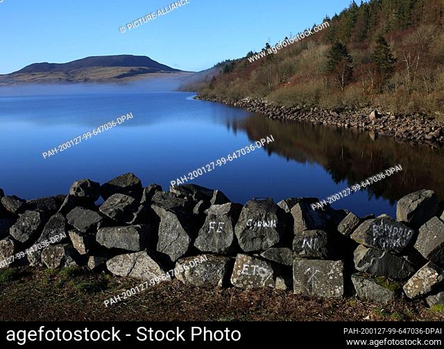 23 January 2020, United Kingdom, Fron-goch: The Llyn Celyn Reservoir in Wales is the grave of a small village that was flooded to create a water reservoir for...