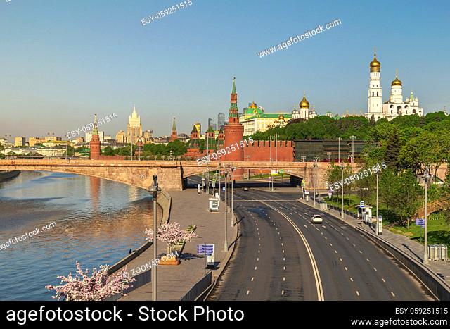 Moscow city skyline at Kremlin Palace Red Square and Moscow River, Moscow, Russia
