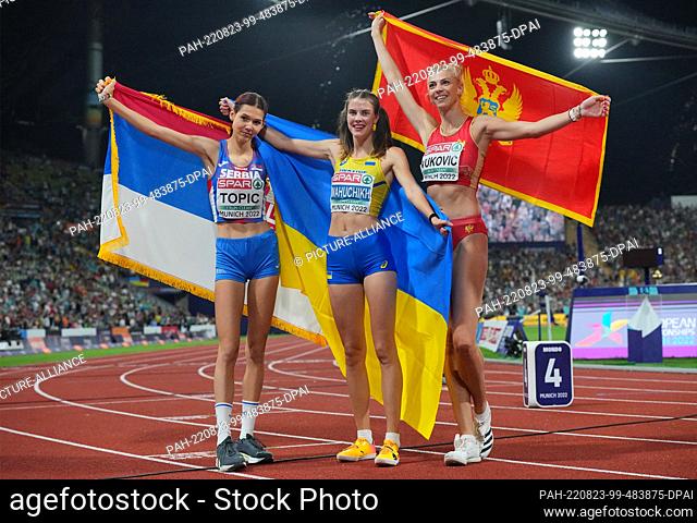 21 August 2022, Bavaria, Munich: Athletics: European Championships, Olympic Stadium, High Jump, Final, Women, Yaroslava Mahuchikh (M