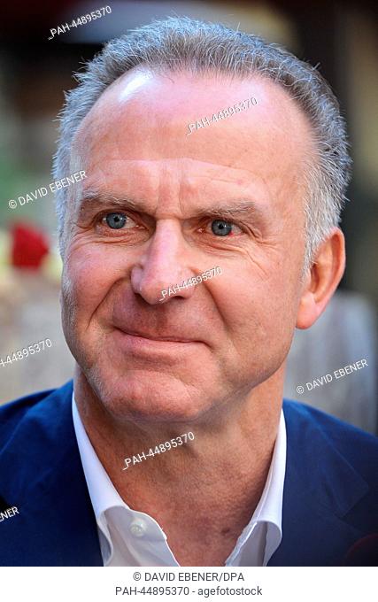Chairman Karl-Heinz Rummenigge speaks with journalists in the hotel of the soccer club FC Bayern Munich in Marrakech, Morocco, 19 December 2013