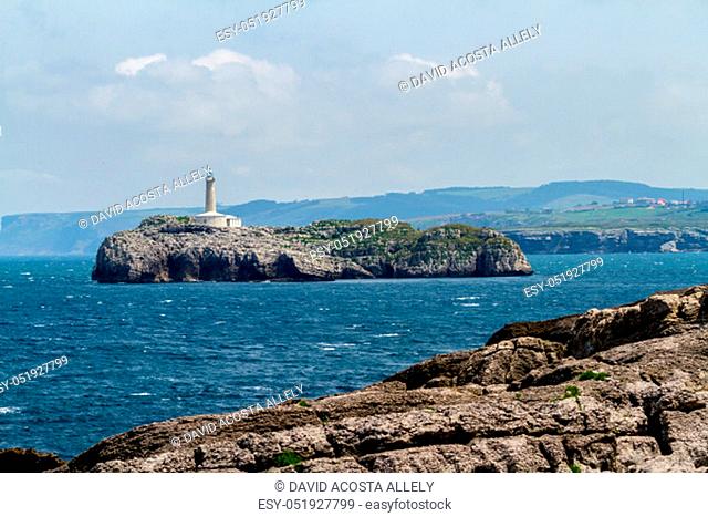 Lighthouse at the Mouro island, Santander, Spain