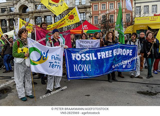 Antwerp 11-03-2017 - Six years after the Fukushima nuclear disaster will Belgians and Dutch along the streets to demand the closure of dangerous nuclear plants...
