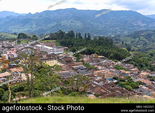 South America, Colombia, Departamento de Antioquia, Colombian Andes, Jericó, view of the Andean village Jericó