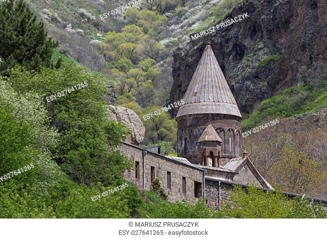 Monastery of Geghard, unique architectural construction in the Kotayk province of Armenia. UNESCO World Heritage