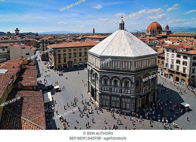 View from Cathedral of Santa Maria del Fiore in Florence on the Baptistry