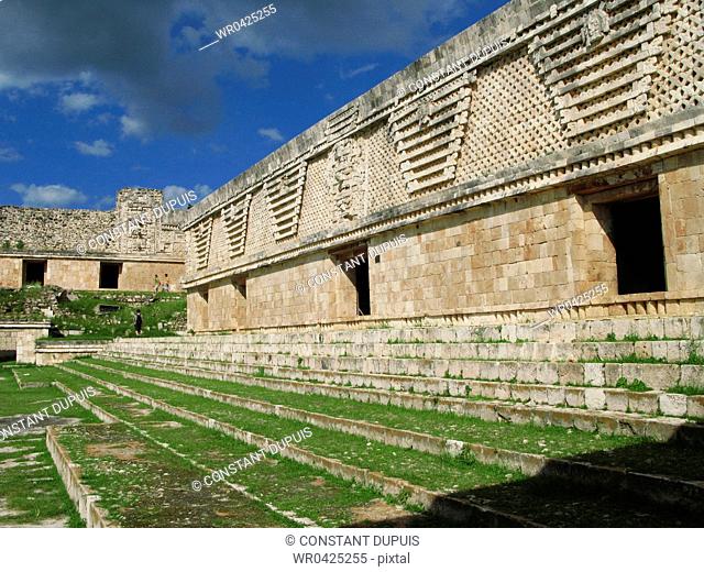 Clouds over an old building, Nunnery Quadrangle, Uxmal, Yucatan, Mexico
