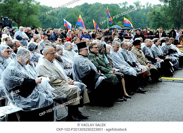Patriarch Bartholomew I of Constantinople led a religious service in Mikulcice, Czech Republic, May 25, 2013. Pictured visitors of the service