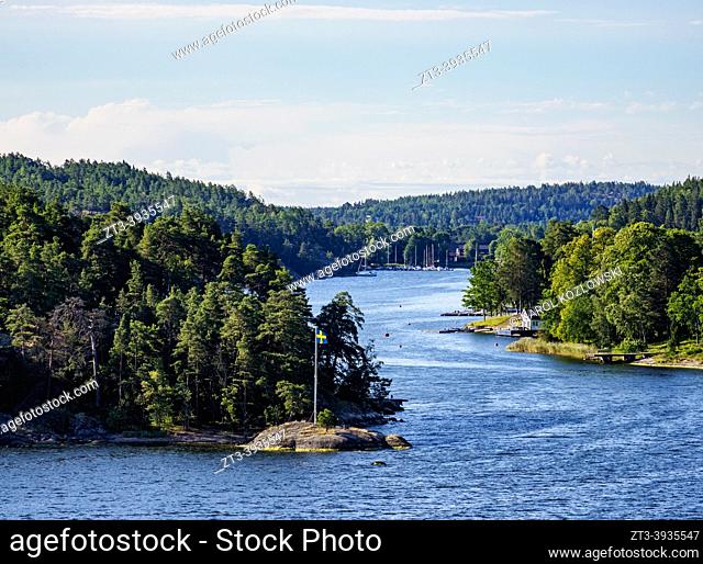 Landscape of the waterway from Stockholm to the Baltic Sea, Stockholm County, Sweden