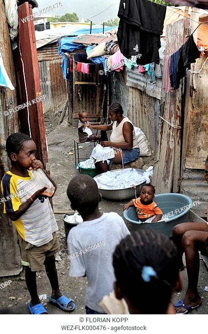 Haiti, Port au Prince, Fort National, Earthquake refugees in tented camp