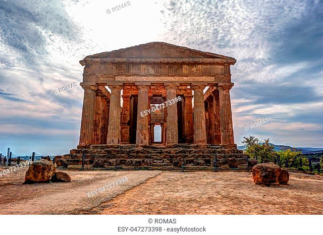 The famous Temple of Concordia in the Valley of Temples near Agrigento, Sicily