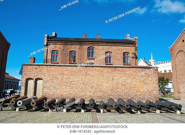 Outside Forsvarsmuseet the army museum Akershus castle and fortress area Sentrum central Oslo Norway Europe