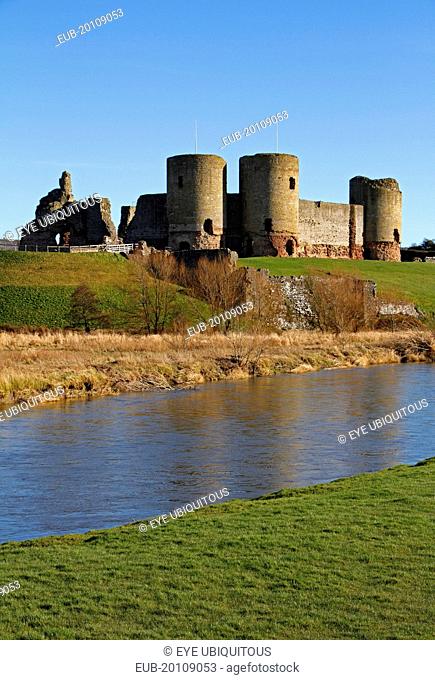 Rhuddlan Castle overlooking the river Clwyd built in 1277 by King Edward 1 following the first Welsh war.Wales
