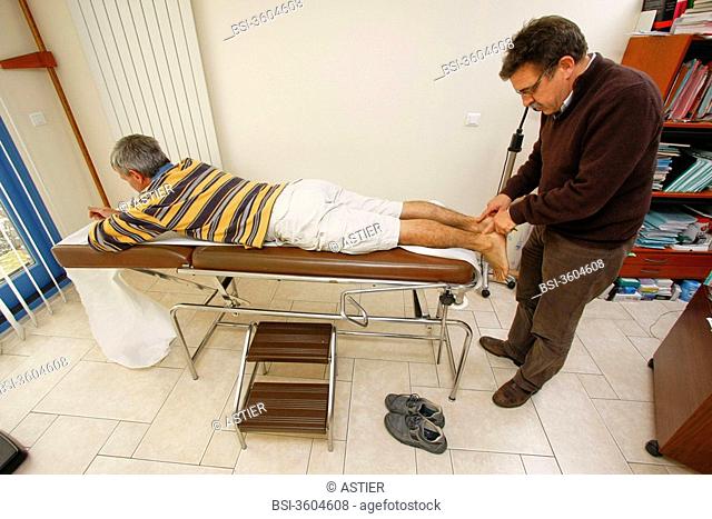Photo essay from doctor's office. Merville, France. Systematize Punctual Mesotherapy MPS following Achille's tendon pains