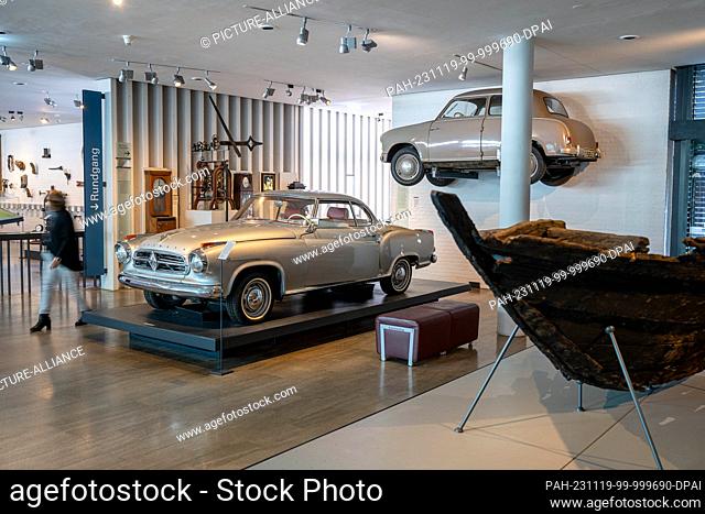 PRODUCTION - 17 November 2023, Bremen: The Isabella car model from Borgward is on display at the Focke Museum. On November 19, 2023