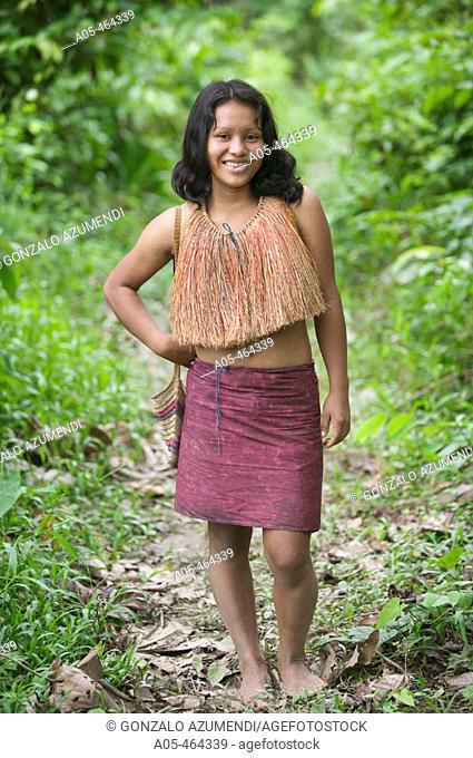 Indigenous girl. Yaguas Community. Amazonas. Peru