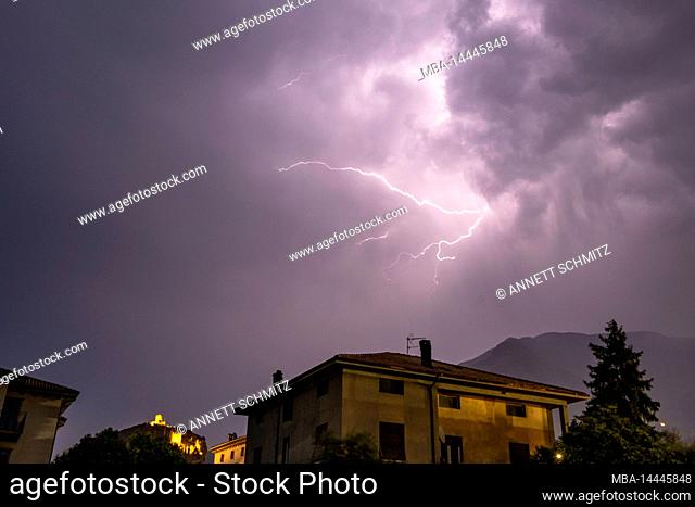 Thunderstorm over Arco in Italy