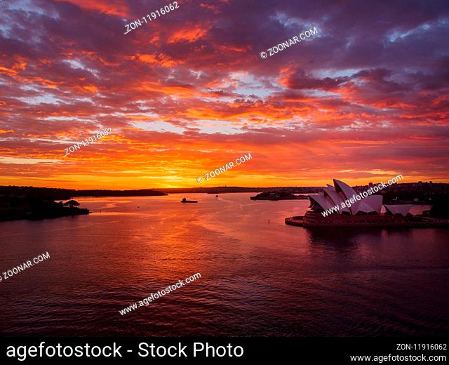 Splendid sunrise at the Sydney Harbour, Australia