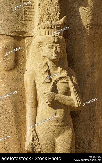 Detail of statue of Ramses II. Temple of Karnak. El-Karnak, Luxor Governorate, Egypt, Africa, Middle East