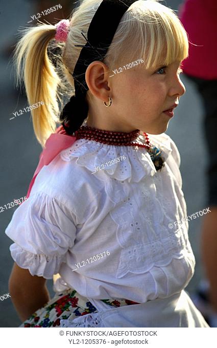 Young Svab children in traditional dress, Hajos Hajós Hungary