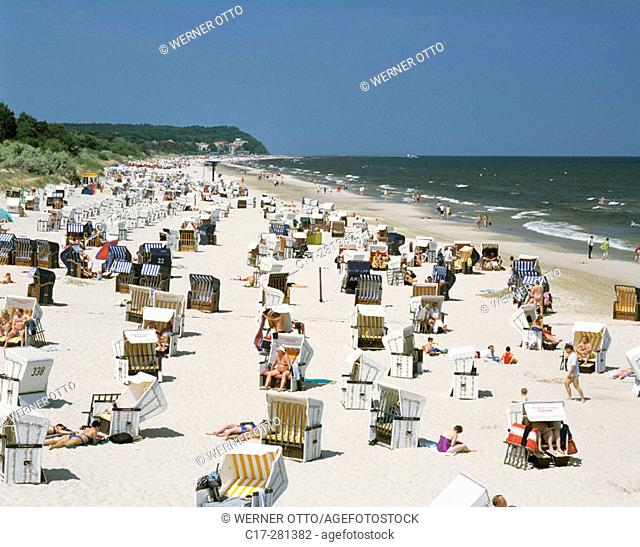 Beach chairs, Heringsdorf, Usedom, Mecklenburg-Western Pomerania, Germany