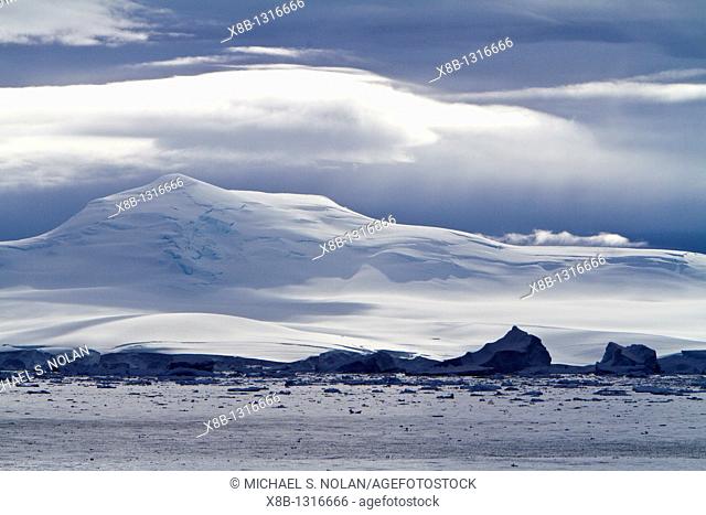 Views of Crystal Sound, south of the Antarctic Circle, Antarctica, Southern Ocean  MORE INFO This area is full of flat first year sea ice