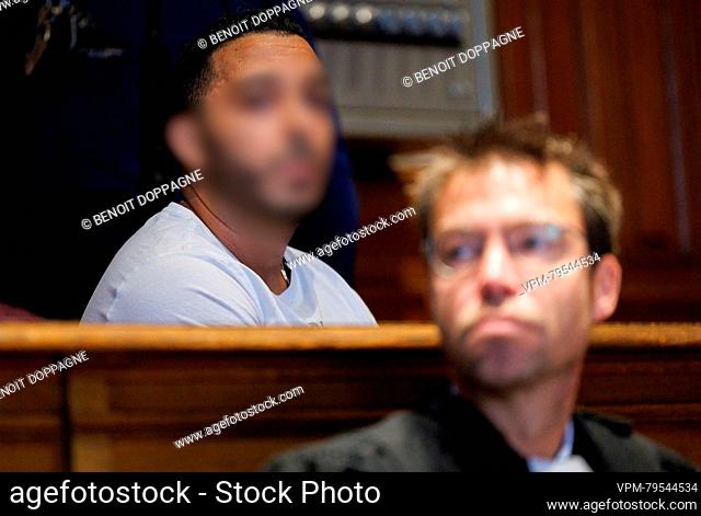 Accused Omar Hedi and Lawyer Matthieu Robert pictured during the jury composition of the assizes trial of Omar Hedi (37)