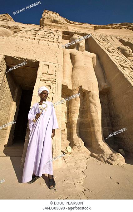 Man holding Ankh, Temple of Hathor, Abu Simbel, Aswan, Egypt