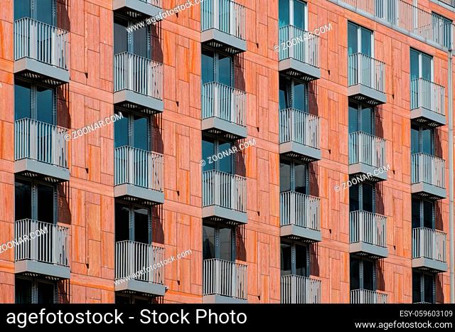 balconies on building facade - real estate background -