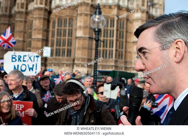 Pro Brexit Feet In London Protest, Parliament Square, Westminster, London, UK Featuring: Jacob Rees-Mogg MP North East Somerset Where: London