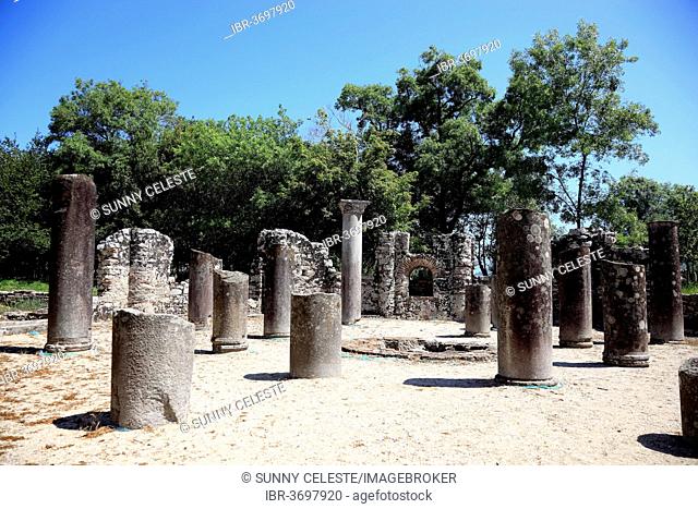 Baptistery from the 6th century in the ruins of the ancient city of Butrint, UNESCO World Cultural Heritage Site, Butrint, near Saranda, Vlorë County, Albania