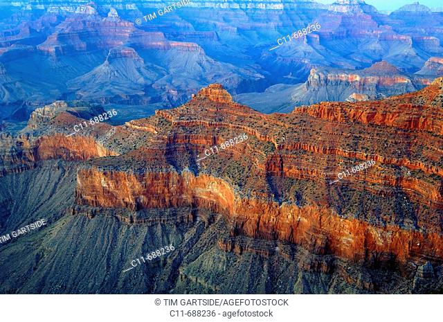 grand canyon south rim america usa shot at dusk sunset with foreground interest