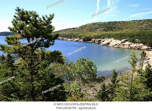 View of the bay before the 'Sand Beach' in the Acadia National Park in Maine, USA, 27 September 2013. The Acadia National Park is known for its rugged rock...