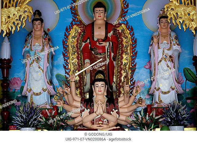 Buddha, Quan Am and Thousand-armed Avalokitesvara, the Bodhisattva of Compassion