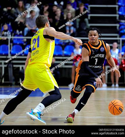 L-R Radovan Kouril (Opava) and Anthony Cowan Jr. (Promitheas) in action during men's Basketball Champions League, group B, 6th round