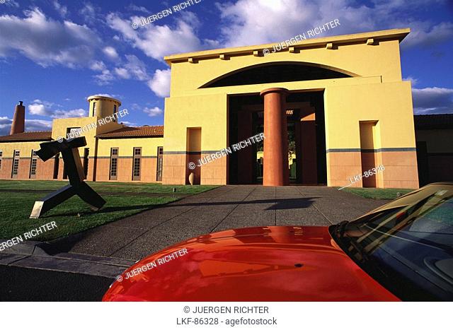 BMW Z3 in front of Clos Pegase, Winery, Calistoga, Napa Valley, California, USA