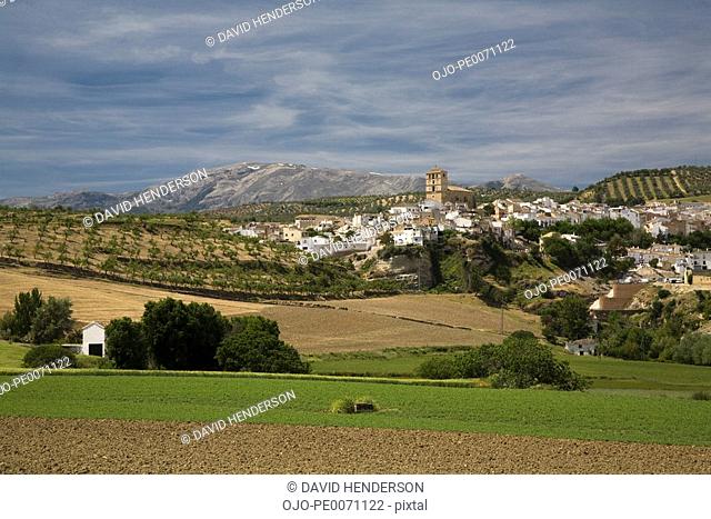 Valley and town, Alhama de Granada, Andalucia, Spain
