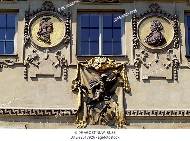 Reliefs on the facade of Wilanow palace, John III Sobieski's summer residence in Warsaw, Masovian Voivodeship. Poland, 17th century