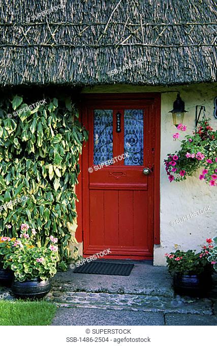 Front door of a house, Adare, County Limerick, Ireland