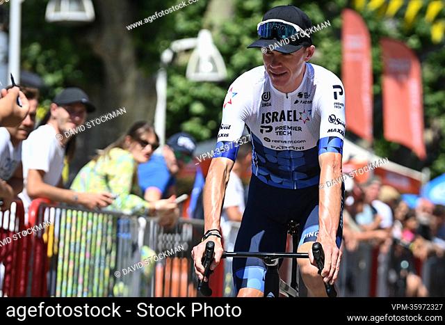 British Chris Froome of Israel-Premier Tech pictured at the start of the second stage of the Criterium du Dauphine cycling race