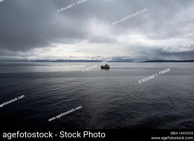 Norway, Troms og Finnmark, fishing boat near Honningsvag