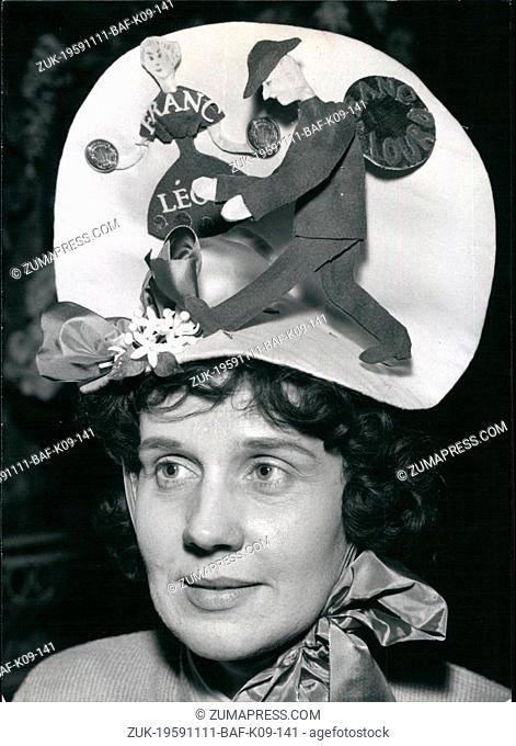 Nov. 11, 1959 - Catherinettes get ready their fancy Hats: In readiness for saint Catherine day, Patron of unmarried girls who are 25