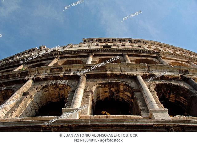The Colosseum, originally the Flavian Amphitheatre 70-80 AD built by Emperor Titus Vespasian  Rome, Lazio, Italy, Europe