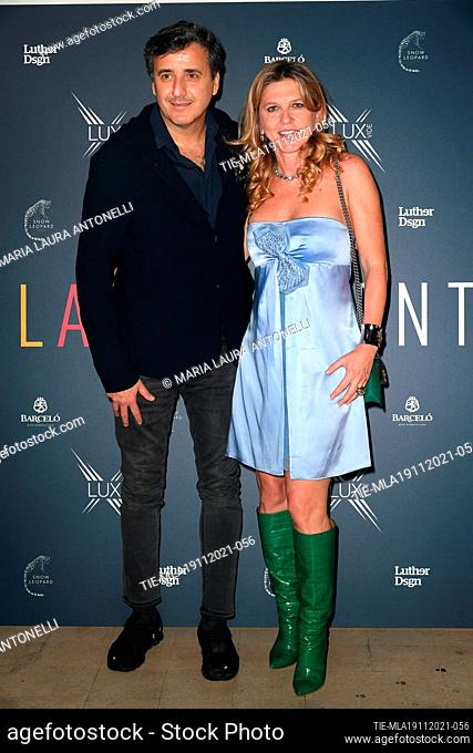 Producer Luca Bernabei with wife Paola during the red carpet of fiction ' Blanca', Rome, ITALY-18-11-2021
